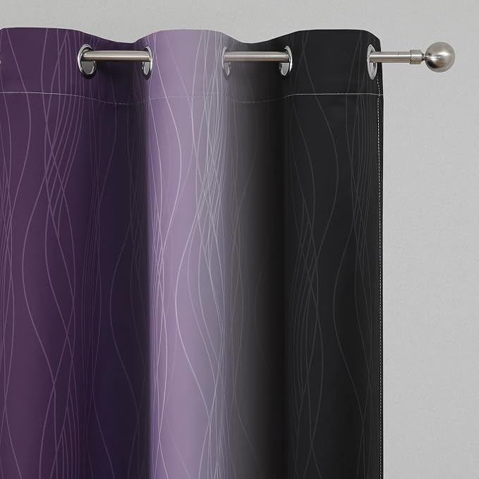 Black and Purple Ombre Blackout Curtains 63 Inch Length | Room Darkening - Image 4