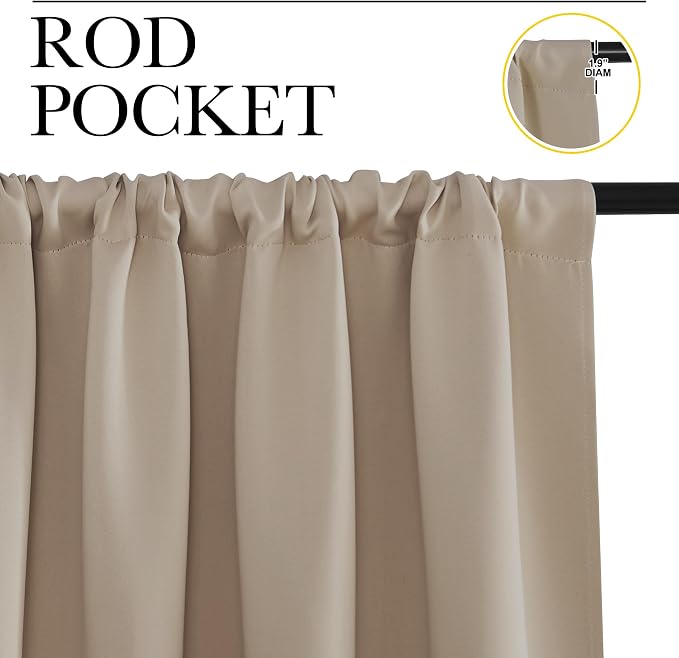 NICETOWN 2 Panels Blackout Curtains, Rod Pocket Thermal Insulated Drapes - Image 2