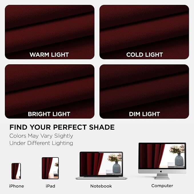 Joydeco Blackout Curtains for Bedroom 54 Inch Drapes 2 Panels Burgundy | - Image 6