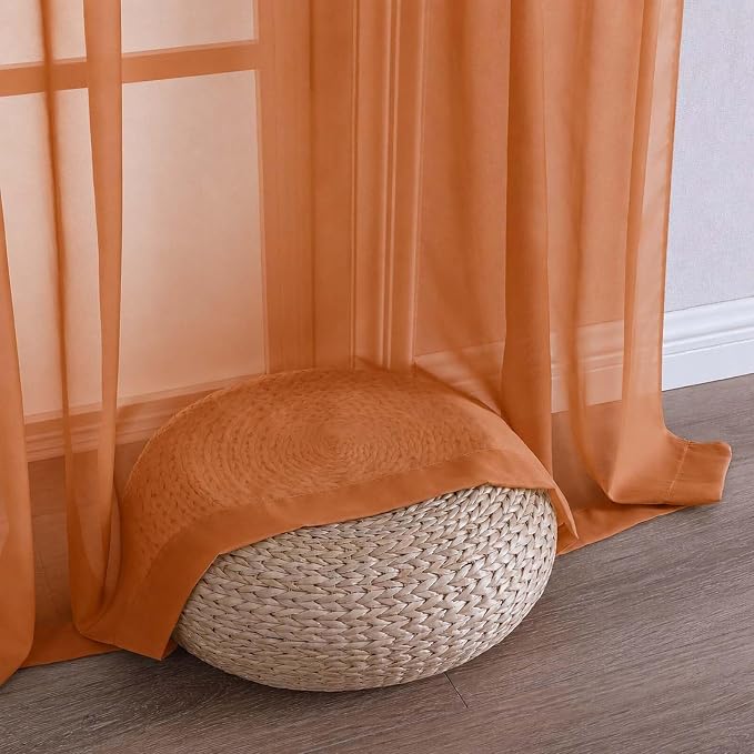 Orange Bedroom Curtains 2 Panel Sets 96 Inch Length, 59 Inch Extra Wide Light - Image 6