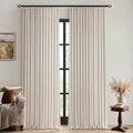 MIULEE Beige Pinch Pleated 100% Blackout Linen Curtains 40x108 Inches | Room by MIULEE