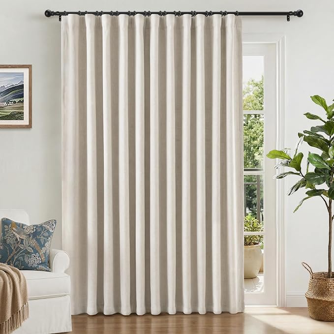 INOVADAY Linen Textured 100% Blackout Sliding Door Curtains 102x108 Beige | 1 by INOVADAY