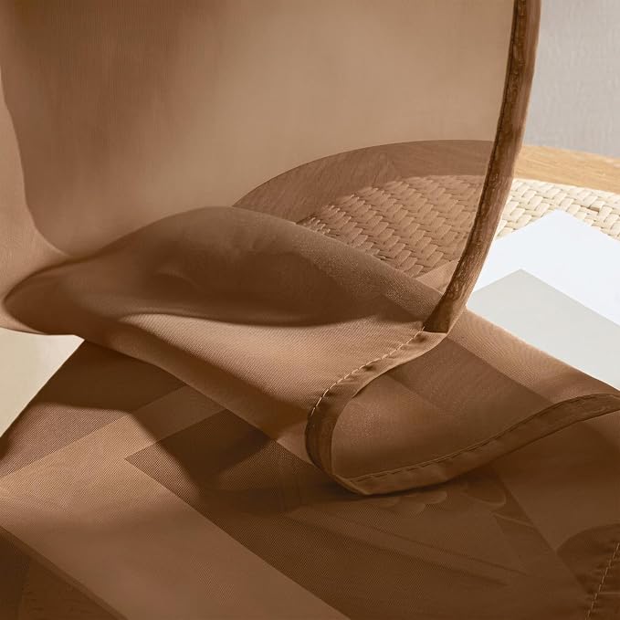 MIULEE Dark Brown Sheer Curtains 84 Inches Long 4 Panels 42 x 84 Inches | Light - Image 7