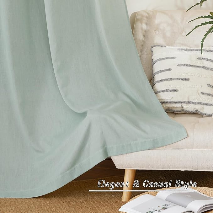 NICETOWN Flax Linen Sage Green 120 inch Curtains - Image 7