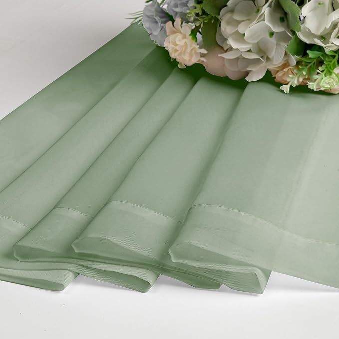 Sheer Curtains, Sage Green Sheer Curtains 78 inch Length 2 Panels Set, Rod - Image 7