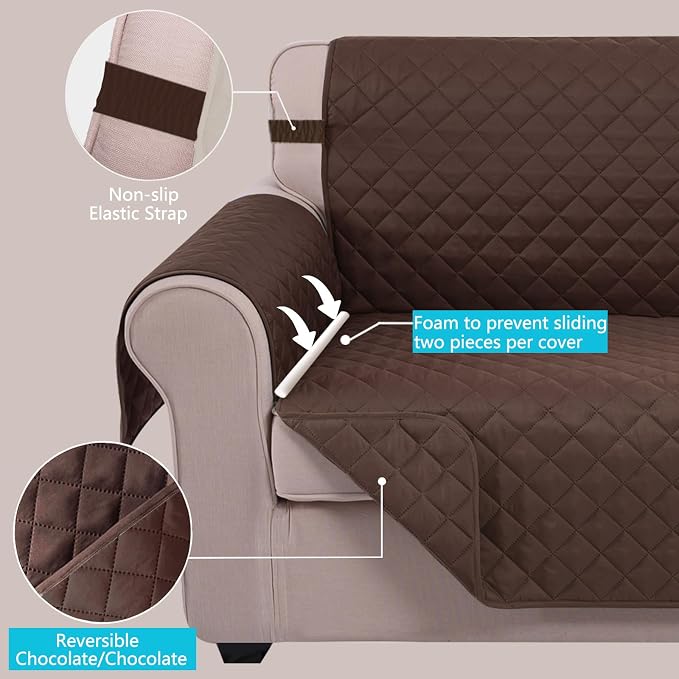 U-NICE HOME Reversible Recliner Chair Covers, Chocolate | 23''Armchair Cover - Image 3