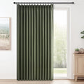 Topfinel 102 Inch Pinch Pleated Linen Curtains 1 Panels, Olive Green Semi Sheer by Topfinel