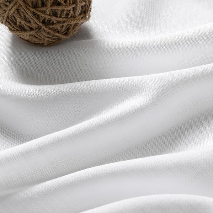 White Semi Sheer Linen Curtains 73 Inch Length - Image 5