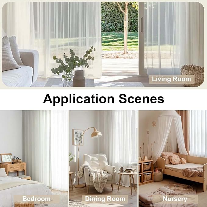 Ivory Sheer Curtains 72 Inches Long 2 Panels, Transparent Voile Sheer Curtain - Image 5