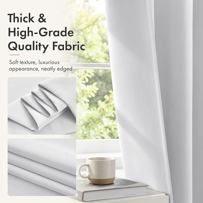 MIULEE Greyish White Blackout Curtains 4 Panels Set 72 Inch Length Bedroom | - Image 6
