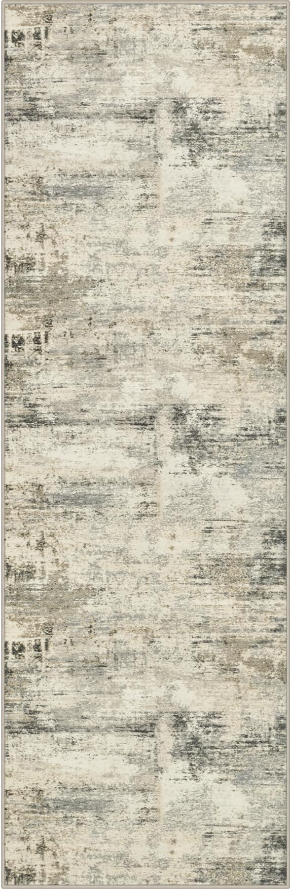 3x8 Washable Runner Rug：Modern Abstract Soft Carpet Ash Brown | by FXRHLP