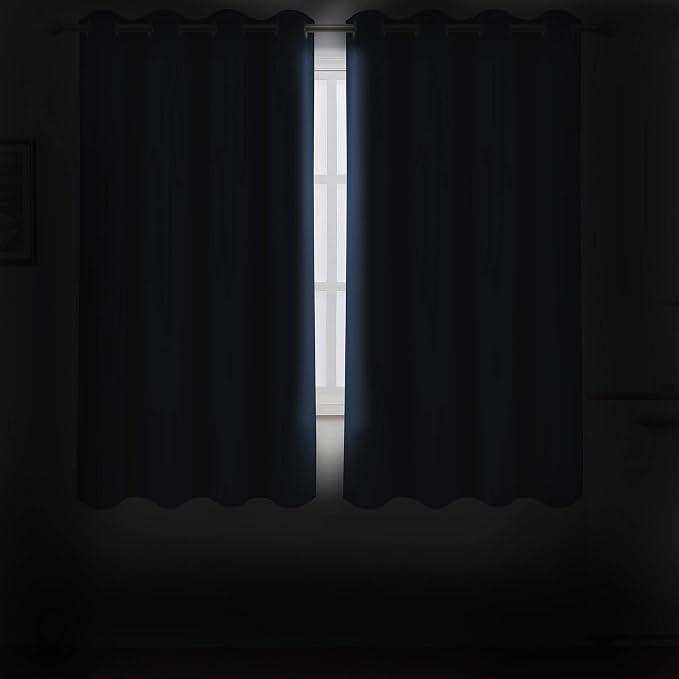 Navy Blue Thermal Blackout Curtains/52 x 54 Inch/Set of 2 Panels Room Darkening - Image 3