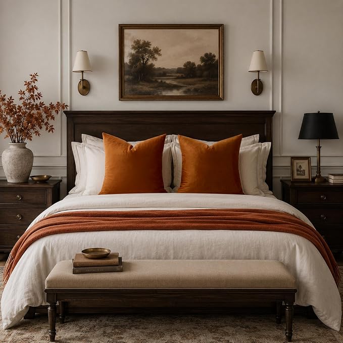 GIGIZAZA Burnt Orange Velvet Throw Pillow Covers 18x18 Pack of 2 | Decorative - Image 7