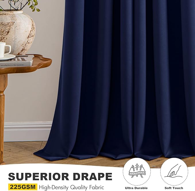 MIULEE Blackout Curtains for Bedroom 2 Panels 50 x 63 Inch Long Navy Blue | - Image 5