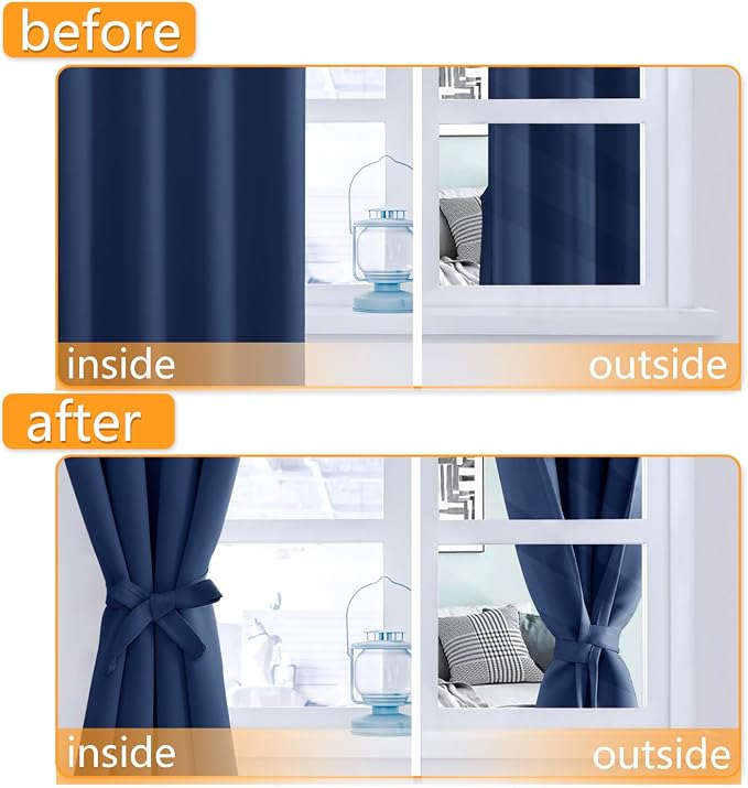 Room Darkening Window Curtains for Bedroom, 42 x 63 Inch | Thermal Insulated - Image 4