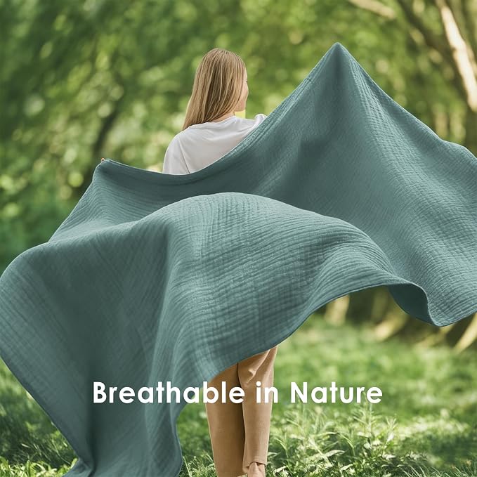 EMME Cotton Muslin King Blanket 4 Layer Ultra Soft Breathable Bed Layering - Image 5