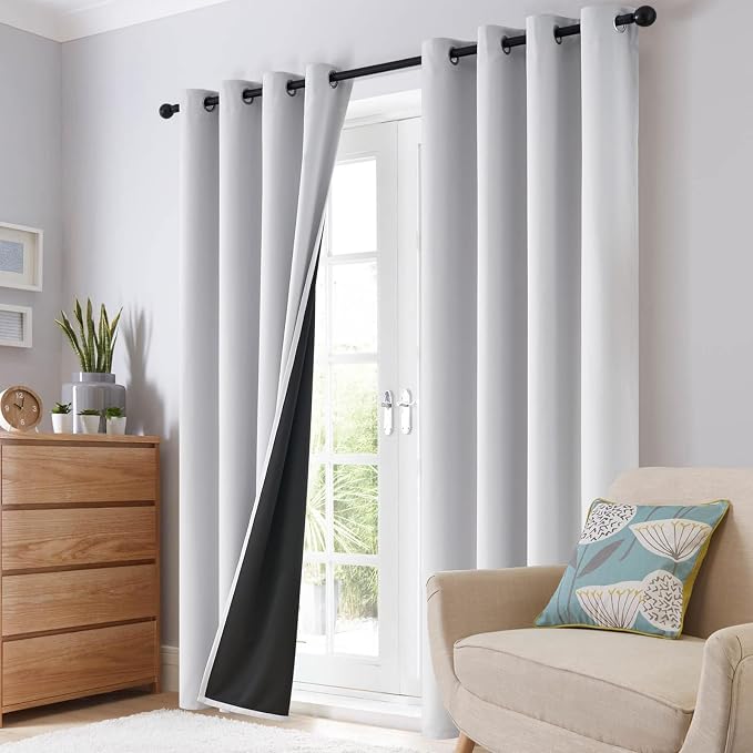 SimpleHome White 100% Blackout Curtains Room Darkening Living Room 72 Inch | - Image 8