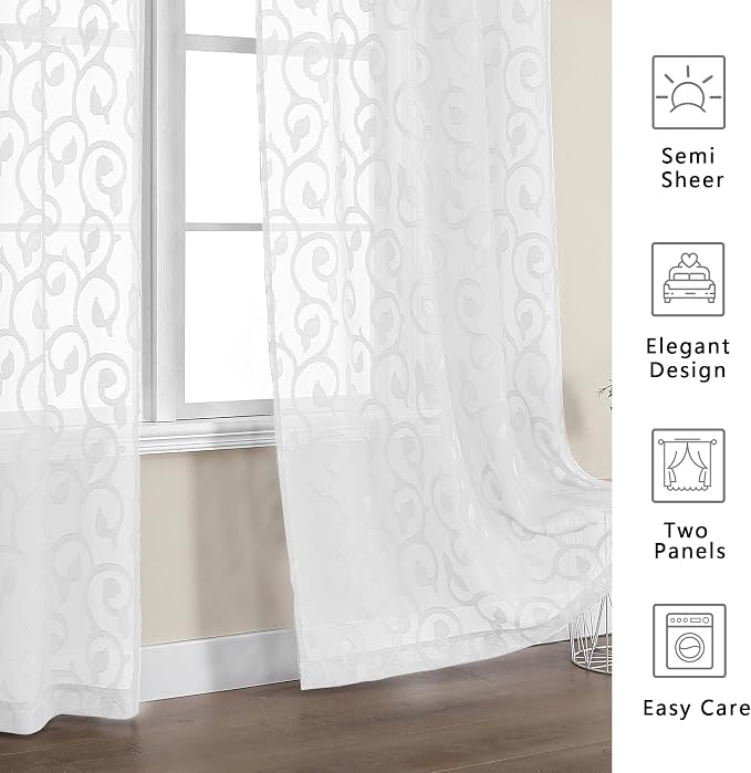 Furman Extra Long Sheer White Curtains 96 inches Long - Image 8