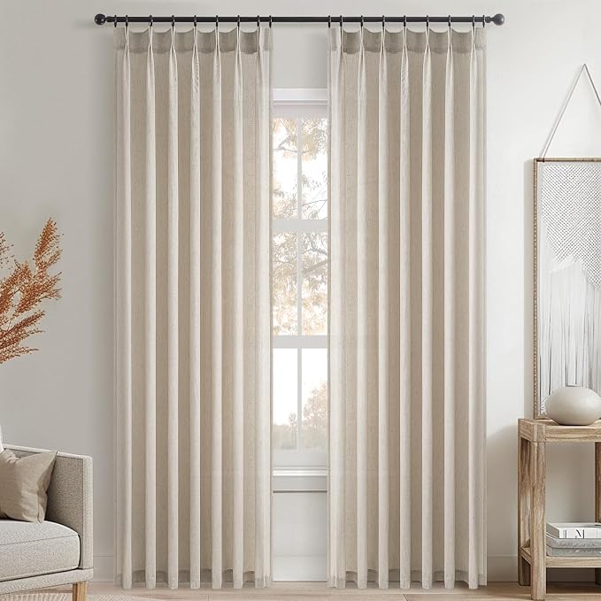 Topfinel 102 Inch Curtains 1 Panels Set, One Packs Pinch Pleat Back Tab Linen - Image 8