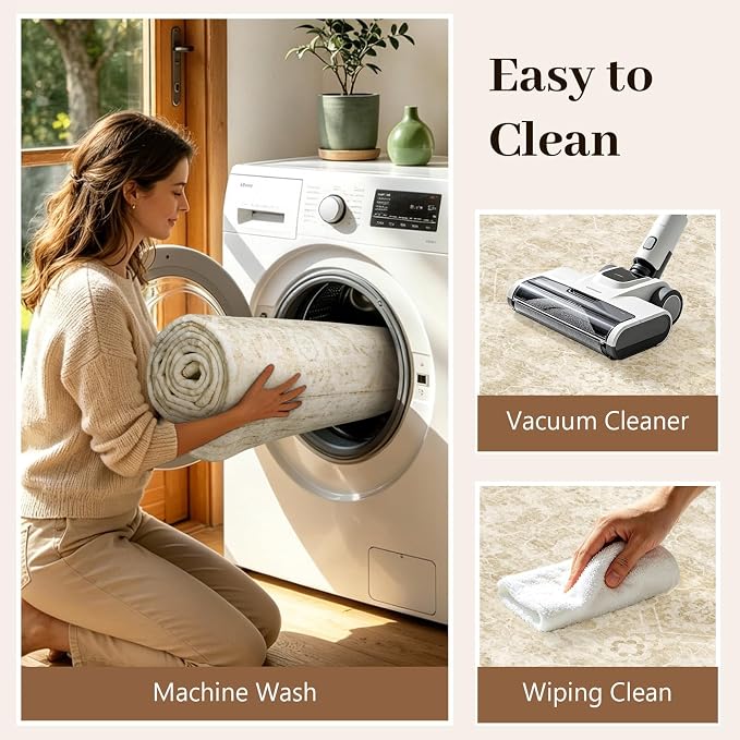 5x7 Ft Area Rugs for Living Room, Soft Non-Slip Machine Washable Rug, Vintage - Image 9