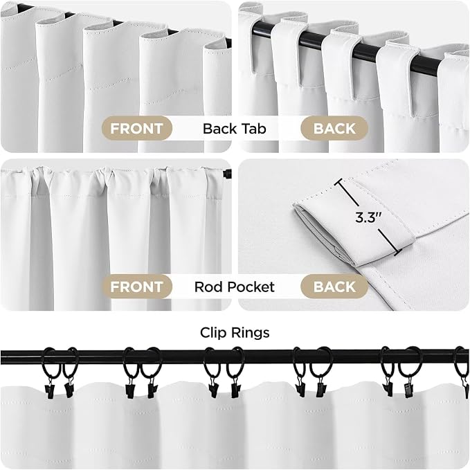 Joydeco 96 Inch 60% Blackout Curtains 2 Panels, Semi Sheer Blackout Curtains - Image 2