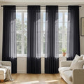 MIULEE Black Sheer Curtains 72 Inches Long 4 Panels 42 x 72 Inches | Light by MIULEE