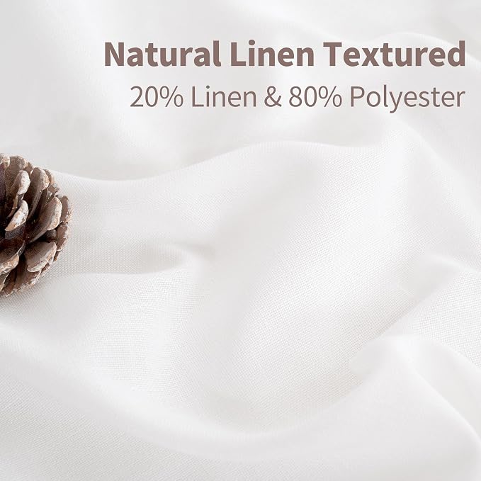 YoungsTex White Linen Semi Sheer Curtains 63 Inch Length 2 Panels, Grommet - Image 3