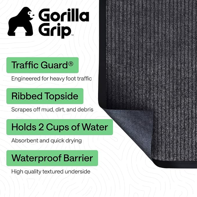 GORILLA GRIP Waterproof Traffic Guard Door Mat, 2 Pack Indoor Outdoor Durable - Image 2