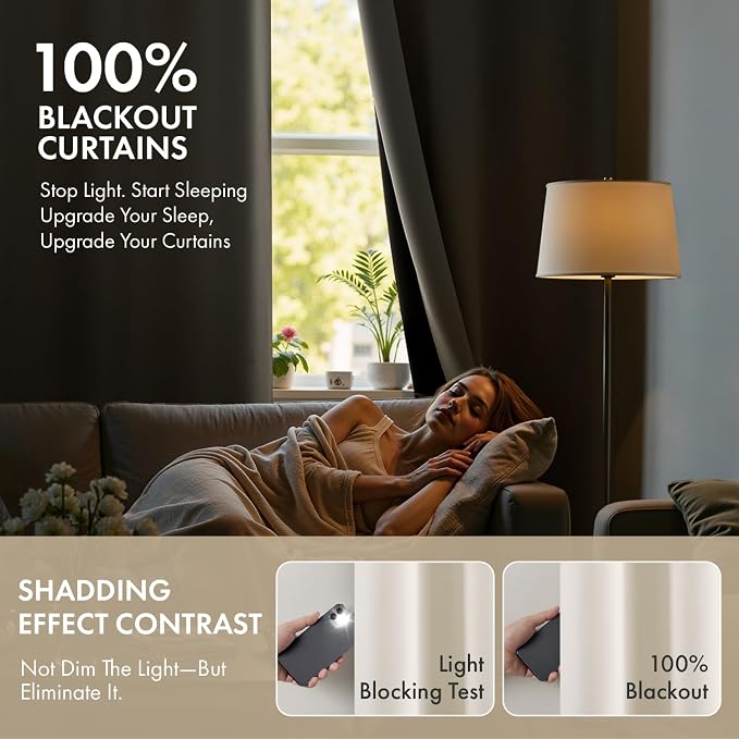 MIULEE Cream 100% Blackout Curtains - Image 2