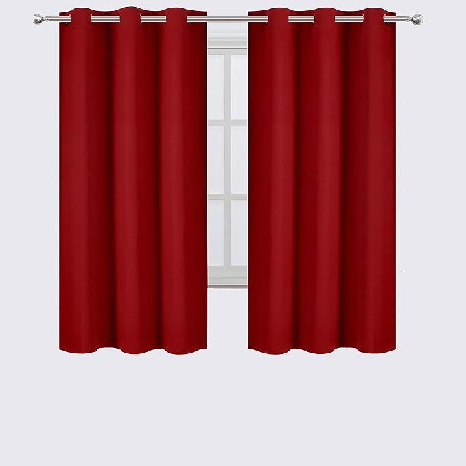 Red Blackout Curtains 42 x 63 Inch/Red Curtains Set of 2 Panels/Room Darkening - Image 2