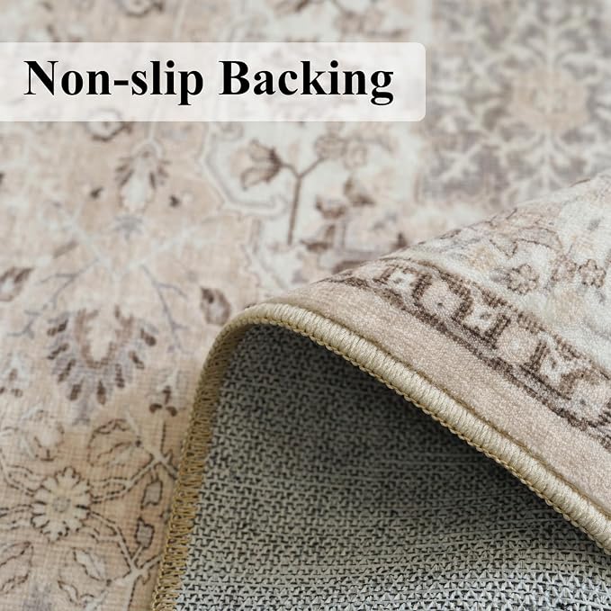 Living Room 4x6 Area Rugs: Vintage Farmhouse Washable Non-Slip Rug - Image 5