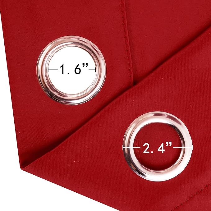 Blackout Curtains 66 x 54 Inch Long Bright Red Curtains Set of 2 Panels Room - Image 5
