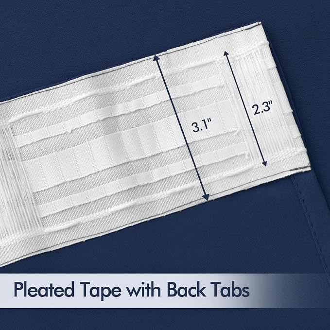 MIULEE Navy Blue Back Tab Blackout Curtains 52x102 Inch Long 2 Panels Set | Rod - Image 4