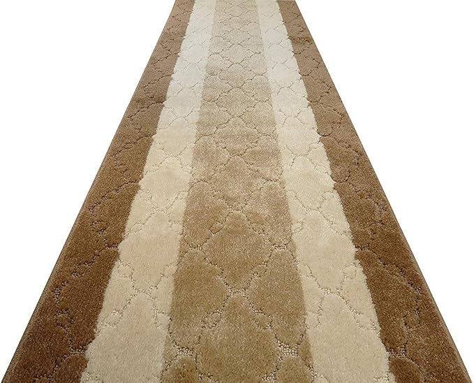 Custom Length Hallway Runner Rug, Slip Resistant, Trellis Beige, 26 Inch X 21 - Image 6