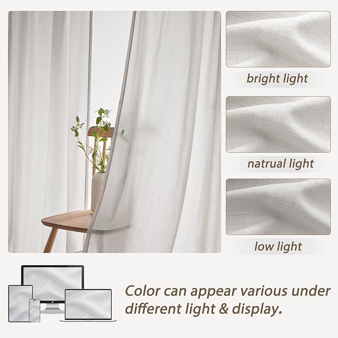 Beige White 70 Inch Extra Wide Pinch Pleat Light Filtering Sliding Glass Door - Image 4