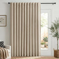 Linen Textured Total Blackout Sliding Door Curtains 90 Inches Long, Oatmeal | by 100BlackoutShield