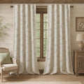 Boho Floral 100% Blackout Curtains 96 Inch 2 Panels Linen Texture | Farmhouse by Unknown
