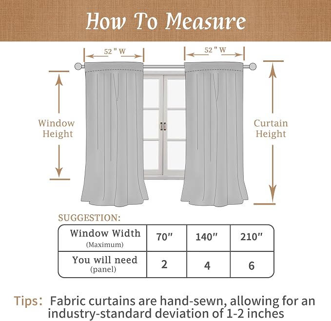 54 Inch Light Green Linen Full Blackout Window Curtains - Image 7