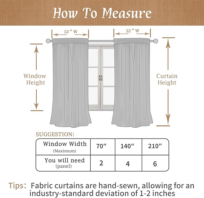 Light Grey Linen 100% Blackout Window Curtains - Image 8