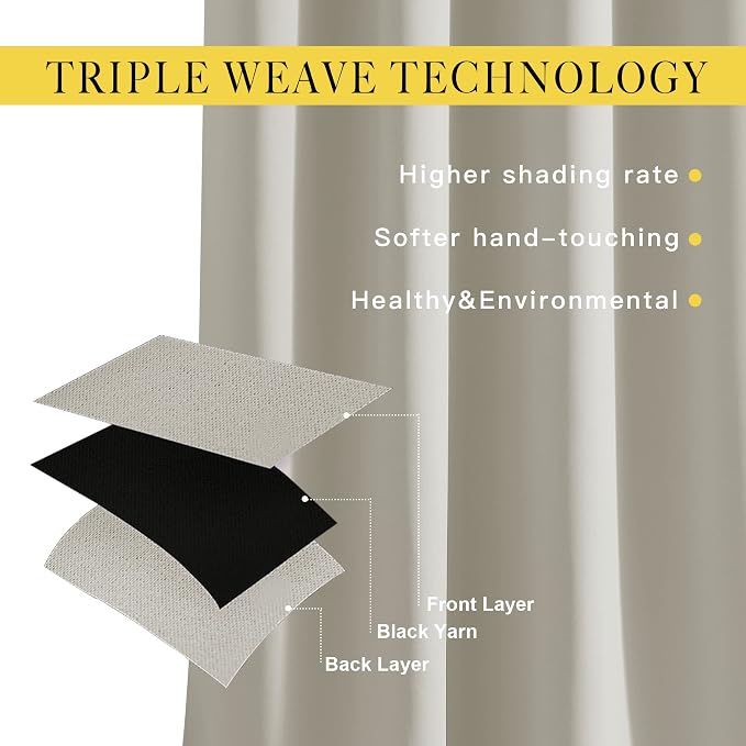 NICETOWN Natural Room Darkening Bedroom Curtains 96 inches Long, Grommet - Image 3