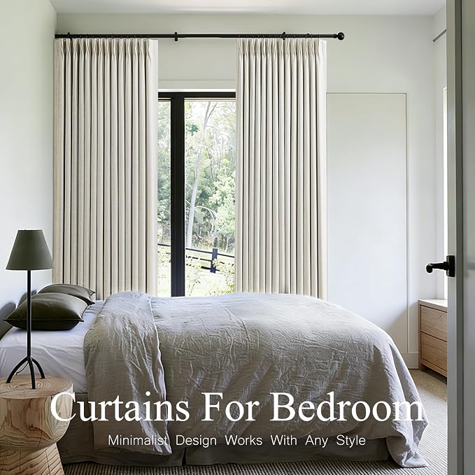 100% Blackout Pinch Pleated Linen Curtains 94 Inches Long - Image 2