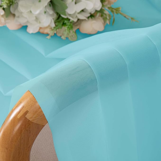 Aqua Sheer Curtains for Bedroom Living Room 54 Inch Length 2 Panels Set - Image 6