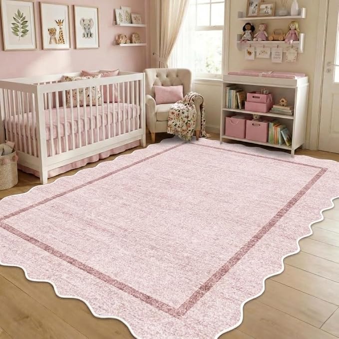GarveeHome Scalloped Living Room Rug 5x7 Area Rug Washable Non Slip by GarveeHome
