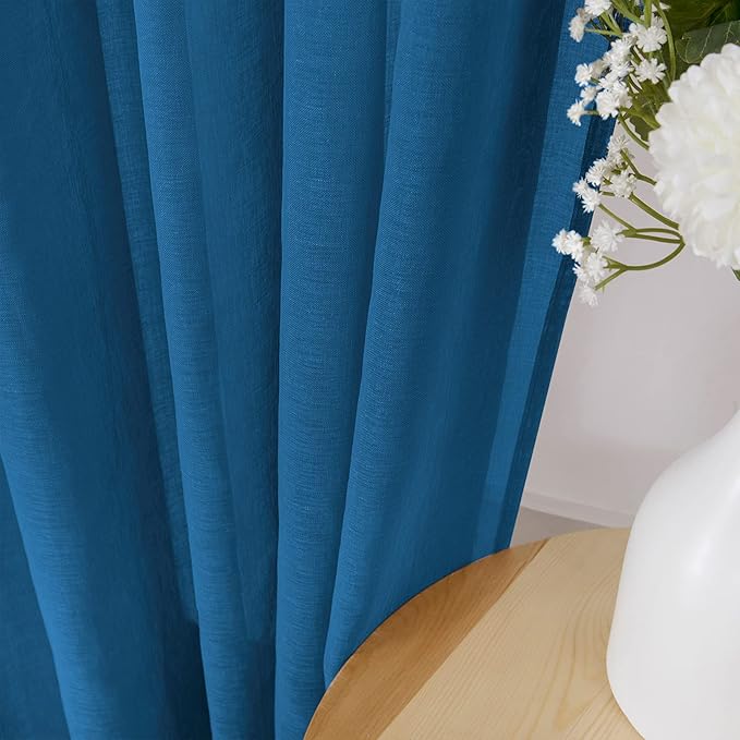 Tollpiz Short Sheer Curtain Linen Textured Living Room Curtains Sheer Light - Image 3