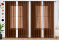 SpaceDresser Brown Sheer Curtains 4 Panels Rod Pocket Semi-Sheer Curtain 90 by SpaceDresser