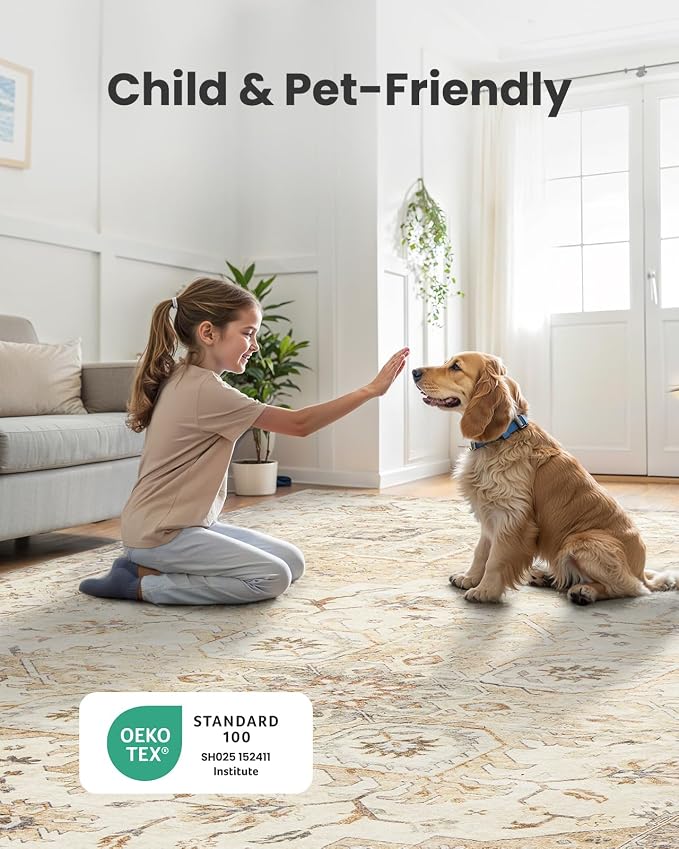AMADA HOMEFURNISHING 2'6"x10' Washable Area Rug, Low-Profile Entryway Rug - Image 3