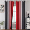 Red and Black Ombre Blackout Bedroom Curtains 108 Inches | Room Darkening by ESTELARTEXTILER