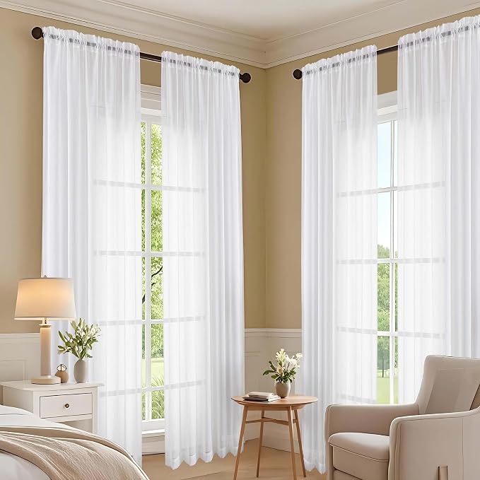 White Bedroom Curtains 96 Length - Image 7