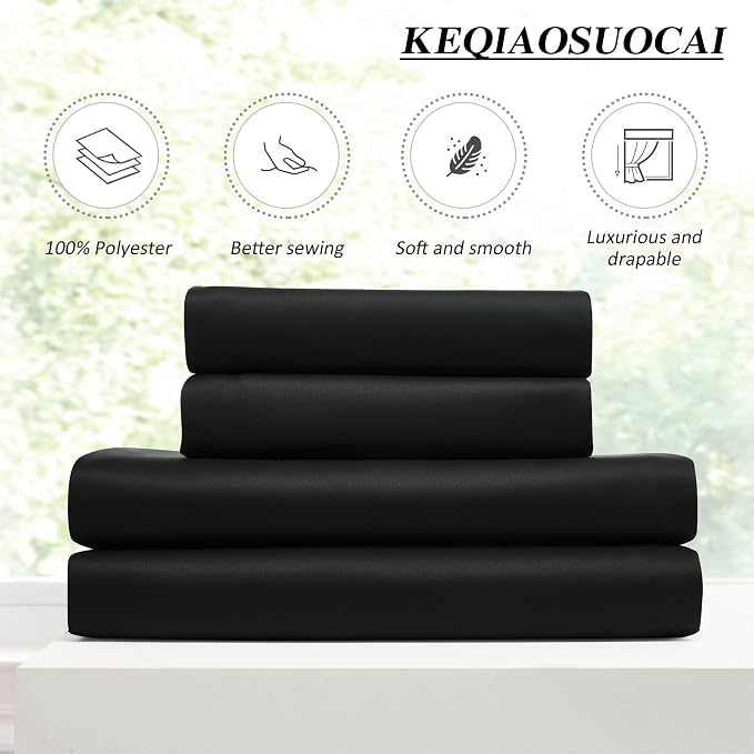 Black Curtains Blackout 104 Inches Long, Luxury Faux Silk Polyester Pinch - Image 5