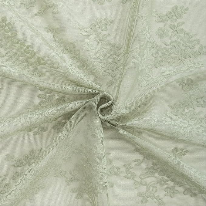 YJ YANJUN Vintage Lace Curtains 45 Inch Length-Victorian Floral Pattern Sage - Image 6